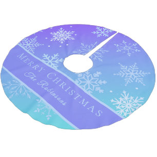 Falda Para El Árbol De Navidad De Poliéster Copo de Nieve Azul Moderno 