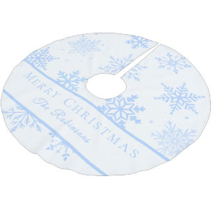 Falda Para El Árbol De Navidad De Poliéster Copo de Nieve Azul Moderno