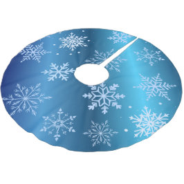 Falda Para El Árbol De Navidad De Poliéster Copo de Nieve Azul Moderno 