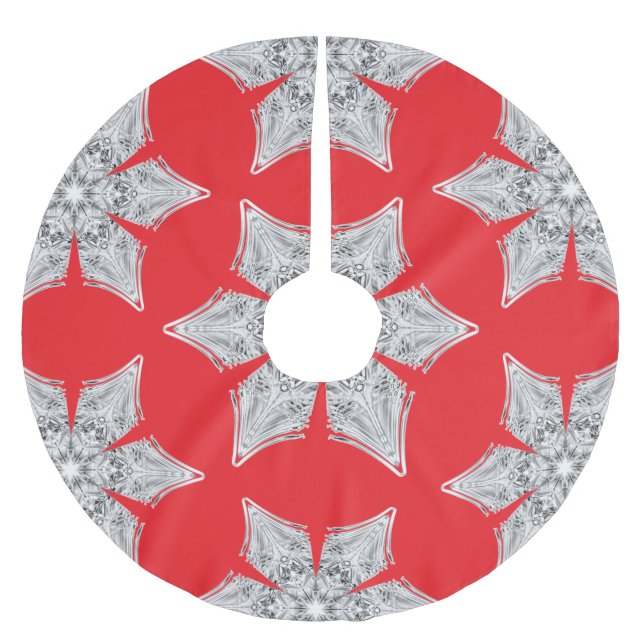 Falda Para El Árbol De Navidad De Poliéster Copo de nieve de cristal - (Anverso)