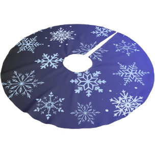 Falda Para El Árbol De Navidad De Poliéster Copos de nieve azules modernos