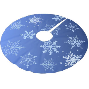 Falda Para El Árbol De Navidad De Poliéster Copos de Nieve Azules Modernos