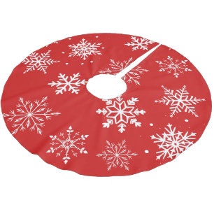 Falda Para El Árbol De Navidad De Poliéster Copos de nieve blancos modernos