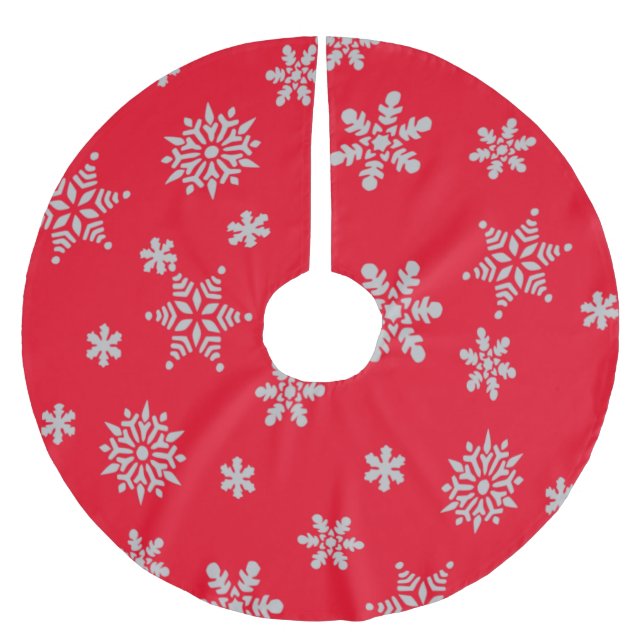 Falda Para El Árbol De Navidad De Poliéster Copos de nieve del navidad (Anverso)