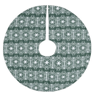 Falda Para El Árbol De Navidad De Poliéster Copos de nieve Navidades lindos de color verde osc