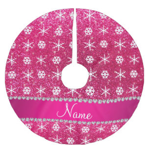 Falda Para El Árbol De Navidad De Poliéster Copos de nieve rosados conocidos personalizados