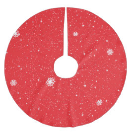 Falda Para El Árbol De Navidad De Poliéster Copos de Nieve Simples en ROJO