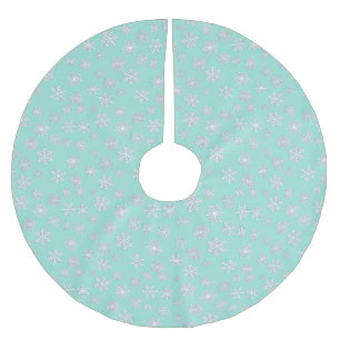 Falda Para El Árbol De Navidad De Poliéster Copos de nieve tridimensionales blancos en un