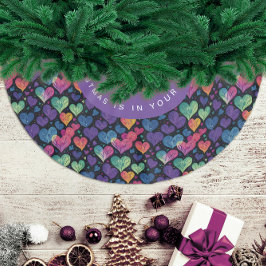 Falda Para El Árbol De Navidad De Poliéster Corazón de Navidad en Acuarela de Colores Modernos