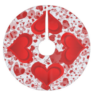 Falda Para El Árbol De Navidad De Poliéster CORAZÓN ROJO del AMOR de las pendientes + su texto