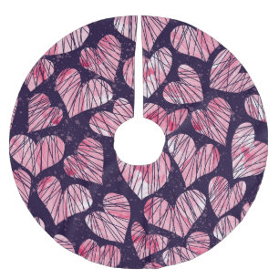 Falda Para El Árbol De Navidad De Poliéster Corazón Rosa: acuarela sin costuras.