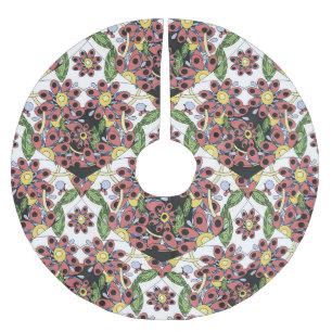 Falda Para El Árbol De Navidad De Poliéster Corazones Coloridos, Patrón Romántico Sin Marea.