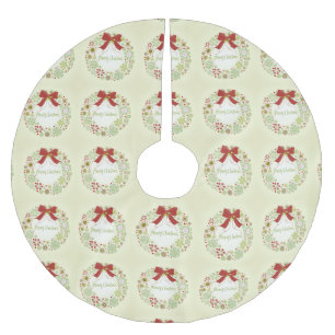 Falda Para El Árbol De Navidad De Poliéster Corona de Feliz Navidad - Funda para árbol de Navi