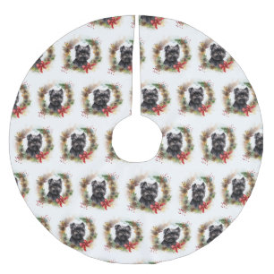 Falda Para El Árbol De Navidad De Poliéster Corona de Navidad Affenpinscher Perrito Festivo