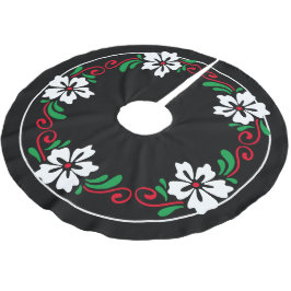 Falda Para El Árbol De Navidad De Poliéster Corona de Navidad de Flor de Hibisco Blanca Estili