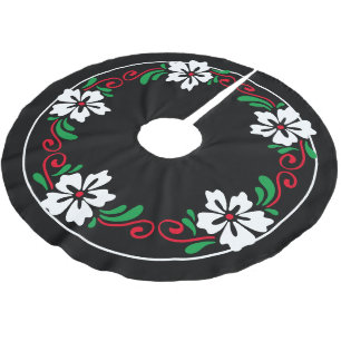 Falda Para El Árbol De Navidad De Poliéster Corona de Navidad de Flor de Hibisco Blanca Estili