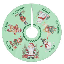 Falda Para El Árbol De Navidad De Poliéster Corta falda de árbol de Navidad con nombres