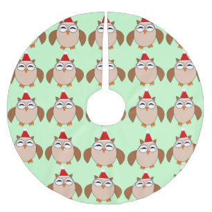 Falda Para El Árbol De Navidad De Poliéster Corta Navidad de la falda del árbol de búho