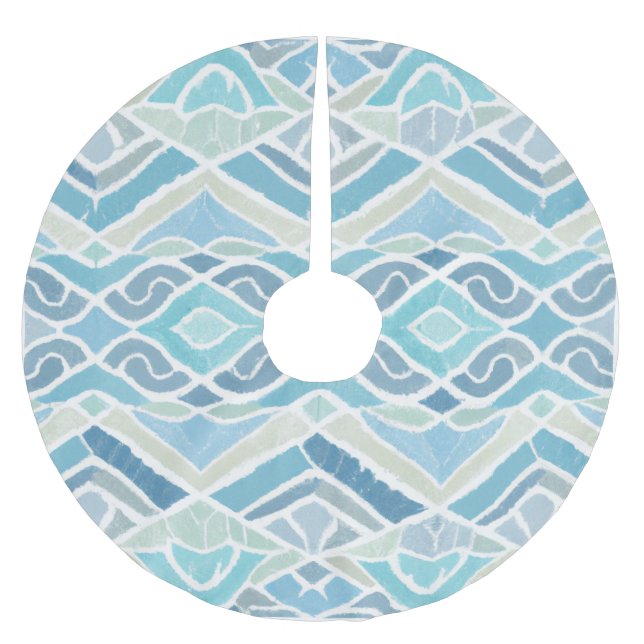 Falda Para El Árbol De Navidad De Poliéster Costa/playa/azul marino (Anverso)