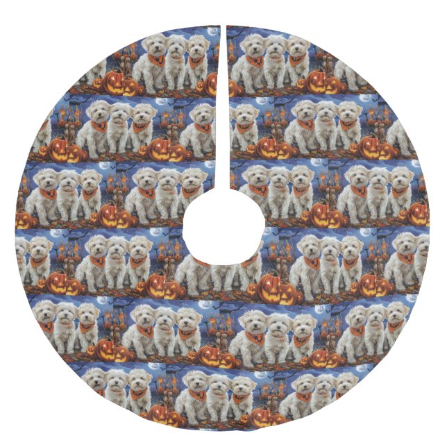 Falda Para El Árbol De Navidad De Poliéster Coton De Tulear Halloween Spooky (Anverso)