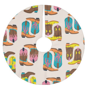 Falda Para El Árbol De Navidad De Poliéster Cowboy Boots salvajes de Occidente: Modelo de conc