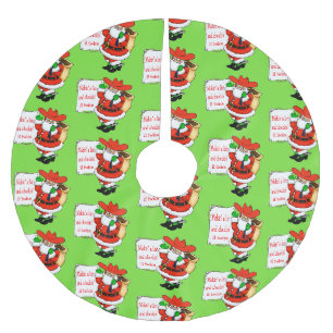 Falda Para El Árbol De Navidad De Poliéster Cowboy Santa Makin' A List