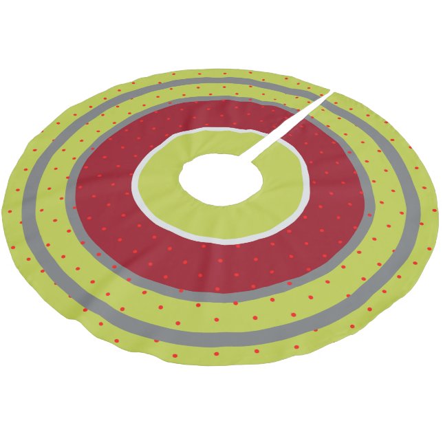 Falda Para El Árbol De Navidad De Poliéster Cranberry Lime Polka-dot (Angular)