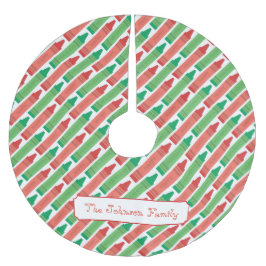 Falda Para El Árbol De Navidad De Poliéster Crayones rojos y verdes personalizados