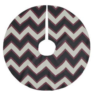 Falda Para El Árbol De Navidad De Poliéster Crema roja Black Chevron Stripes Navidades