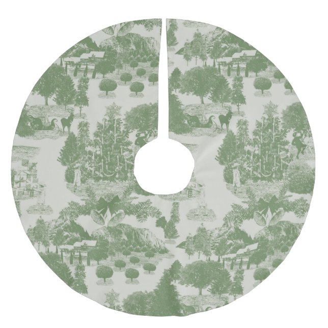 Falda Para El Árbol De Navidad De Poliéster Crema verde Navidades Winter Wonderland (Anverso)