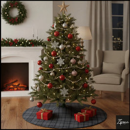 Falda Para El Árbol De Navidad De Poliéster Cuadro monocromo gris oscuro