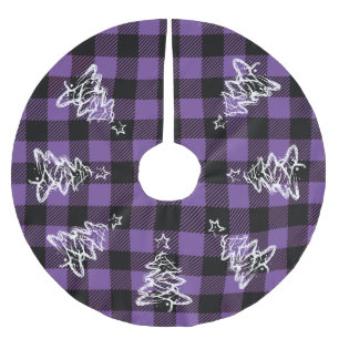 Falda Para El Árbol De Navidad De Poliéster Cuadros Negros Purpura de Navidad Búfalo