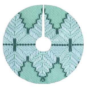 Falda Para El Árbol De Navidad De Poliéster Cubierta de hilados textiles retro, pulso gráfico.