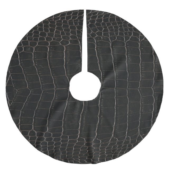 Falda Para El Árbol De Navidad De Poliéster Cuero de cocodrilo lujoso: textura textil. (Anverso)
