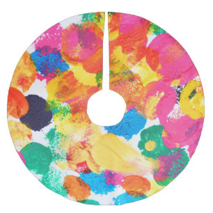 Falda Para El Árbol De Navidad De Poliéster Cuidada pintura abstracta colorida