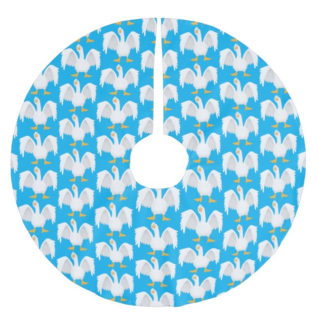 Falda Para El Árbol De Navidad De Poliéster Curioso ilustracion de personalizado ganso domésti (Anverso)