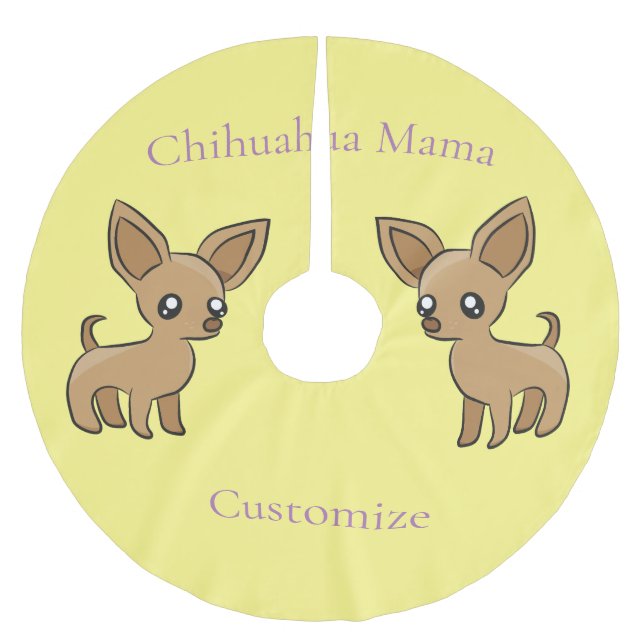 Falda Para El Árbol De Navidad De Poliéster Cute Chihuahua Mama Art Thunder_Cove (Anverso)