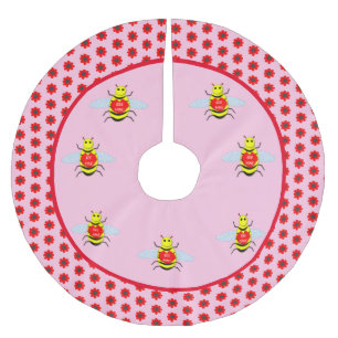 Falda Para El Árbol De Navidad De Poliéster Cute Día de San Valentín Bee