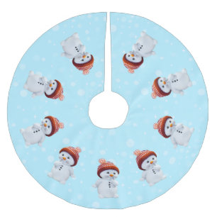 Falda Para El Árbol De Navidad De Poliéster Cute mandala de muñeco de nieve y copos de nieve e