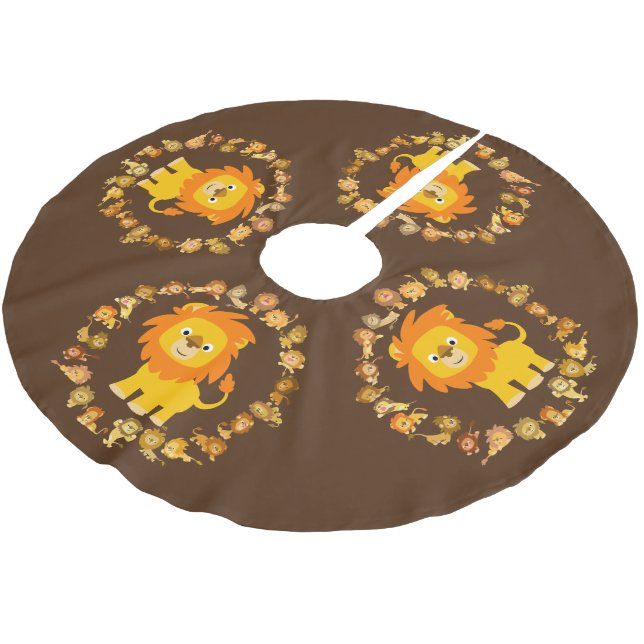 Falda Para El Árbol De Navidad De Poliéster Cute Personalizado Lion Mandala Tree Skirt (Angular)