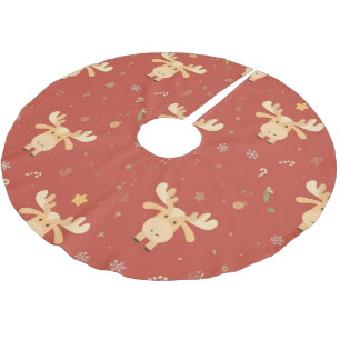 Falda Para El Árbol De Navidad De Poliéster Cute Simple feliz navidad personalizado reno patat