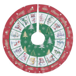 Falda Para El Árbol De Navidad De Poliéster Cute Snowmen Cepillado de la falda del árbol de po