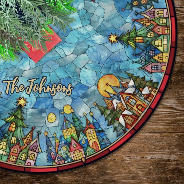 Falda Para El Árbol De Navidad De Poliéster Cute stained glass houses custom christmas (Subido por el creador)