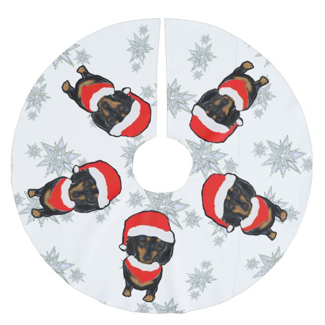 Falda Para El Árbol De Navidad De Poliéster Dachshund (Anverso)