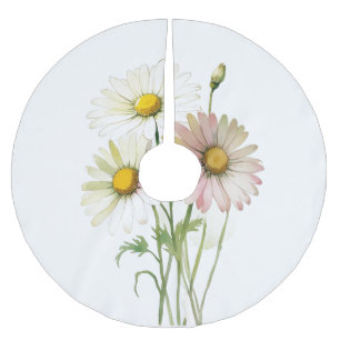 Falda Para El Árbol De Navidad De Poliéster Daisy Watercolor Flower Profesional Moderno
