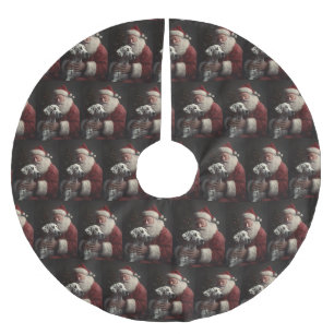 Falda Para El Árbol De Navidad De Poliéster Dalmacia Con Navidades Festejos De Santa Claus