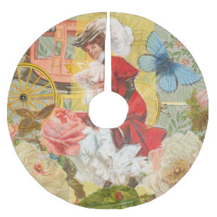 Falda Para El Árbol De Navidad De Poliéster Dama victoriana mujer elegante rica ilustración ro