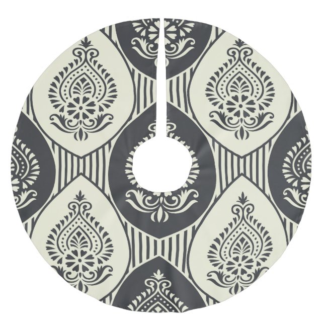 Falda Para El Árbol De Navidad De Poliéster Damasco tradicional asiático, patrón sin soldadura (Anverso)