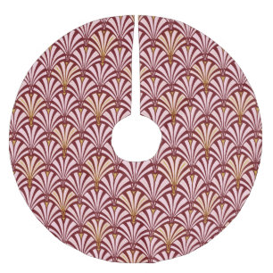 Falda Para El Árbol De Navidad De Poliéster Decoración Art Decó - rosa y borgoña