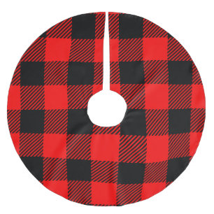 Falda Para El Árbol De Navidad De Poliéster Decoración de cuadros de leñador rojo y negro Buff